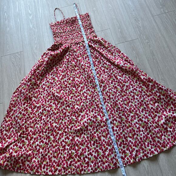 J Crew Smocked Maxi Dress In Raspberry Print Small Red - Picture 7 of 13